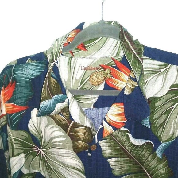 Mens Hawaiian Shirt BIRD OF PARADISE Silk blend XL Caribbean Camp shirt multicol - Picture 3 of 7